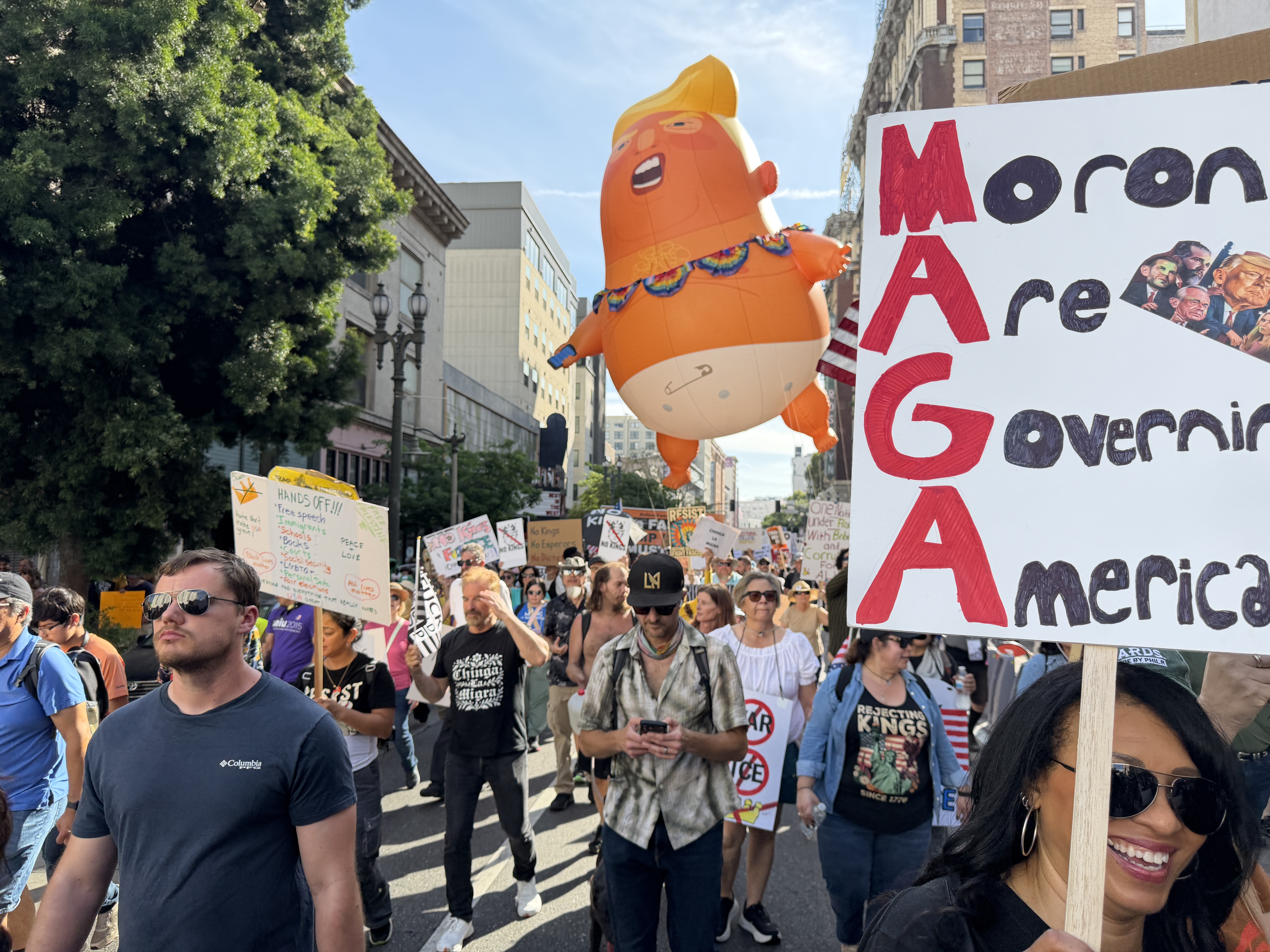 “No Kings.” Thousands take to the streets of Los Angeles as protests erupt nationwide against Trump and his policies.